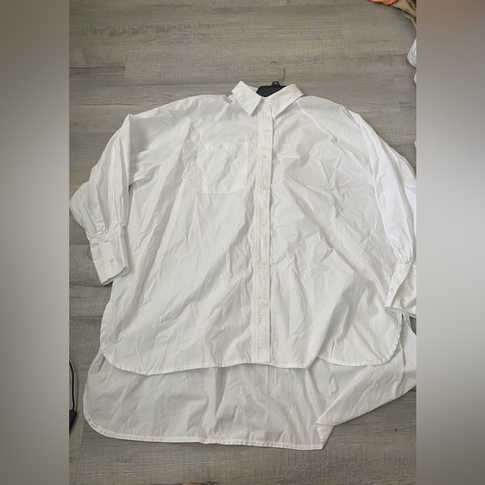Top shop White Over Sized Button Up Size 8